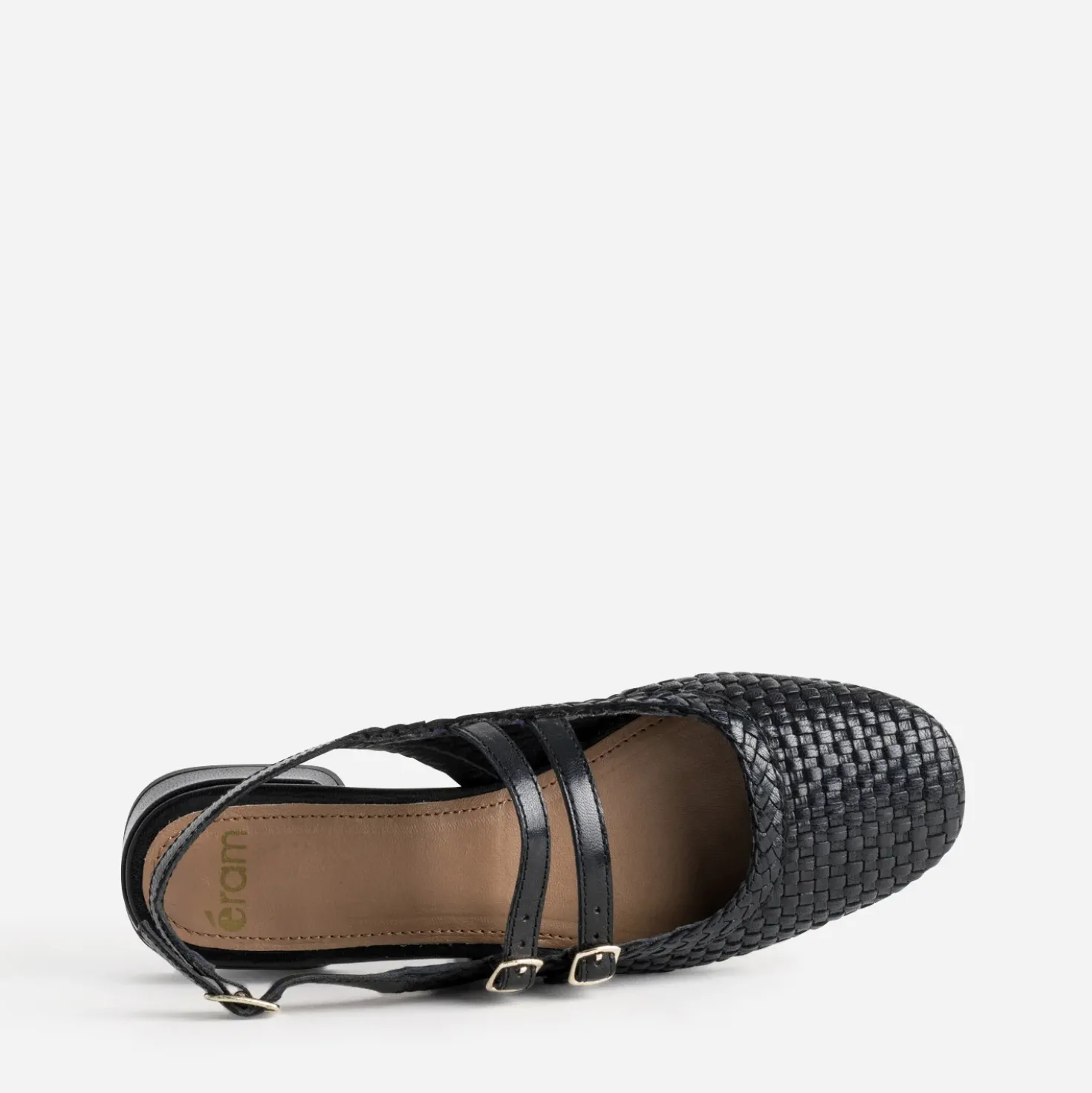 Babies slingback noire cuir tressé