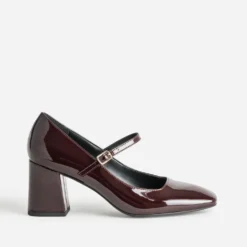 Babies à talon bordeaux cuir verni