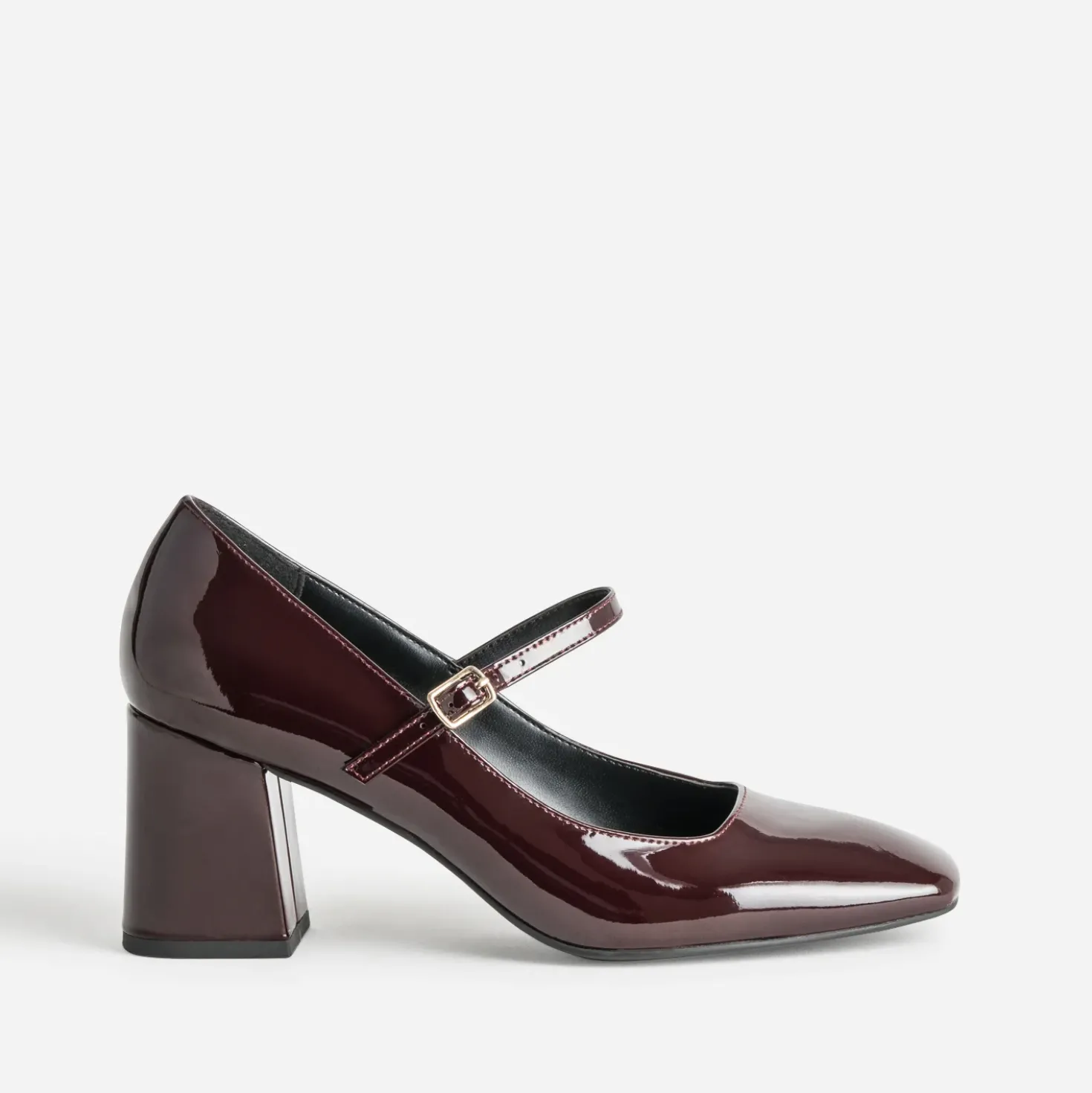 Babies à talon bordeaux cuir verni
