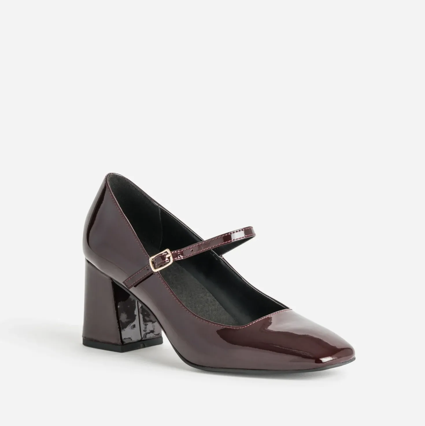 Babies à talon bordeaux cuir verni