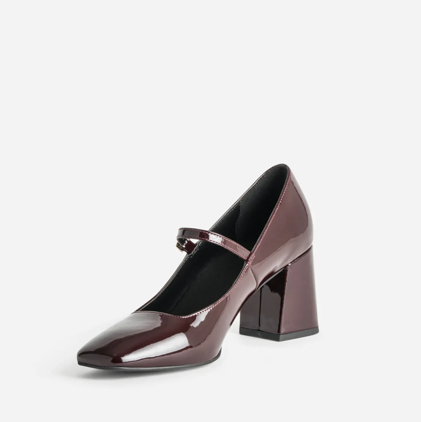Babies à talon bordeaux cuir verni