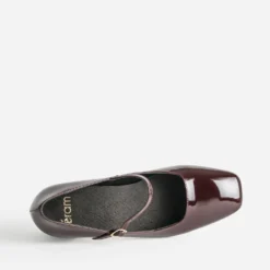 Babies à talon bordeaux cuir verni