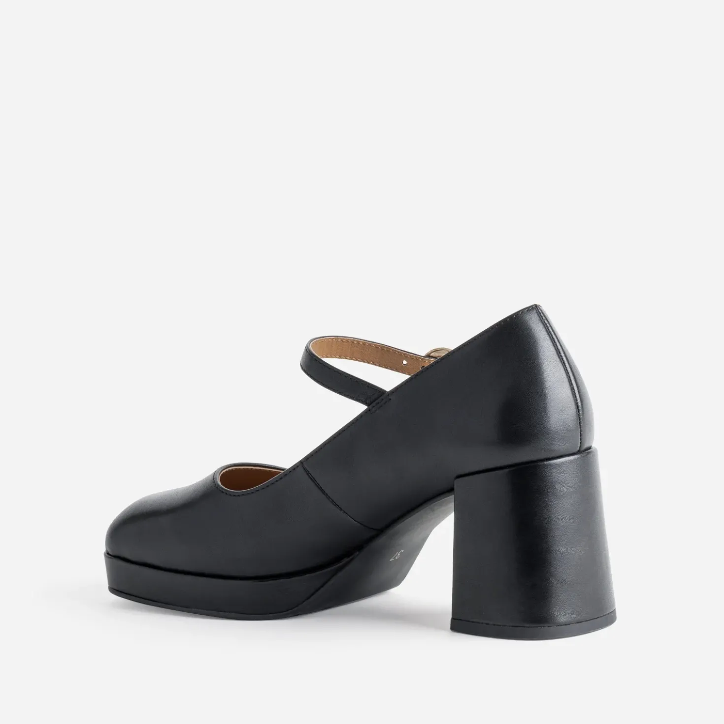 Babies à talon noire cuir à plateforme