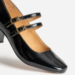 Babies à talon noire cuir verni