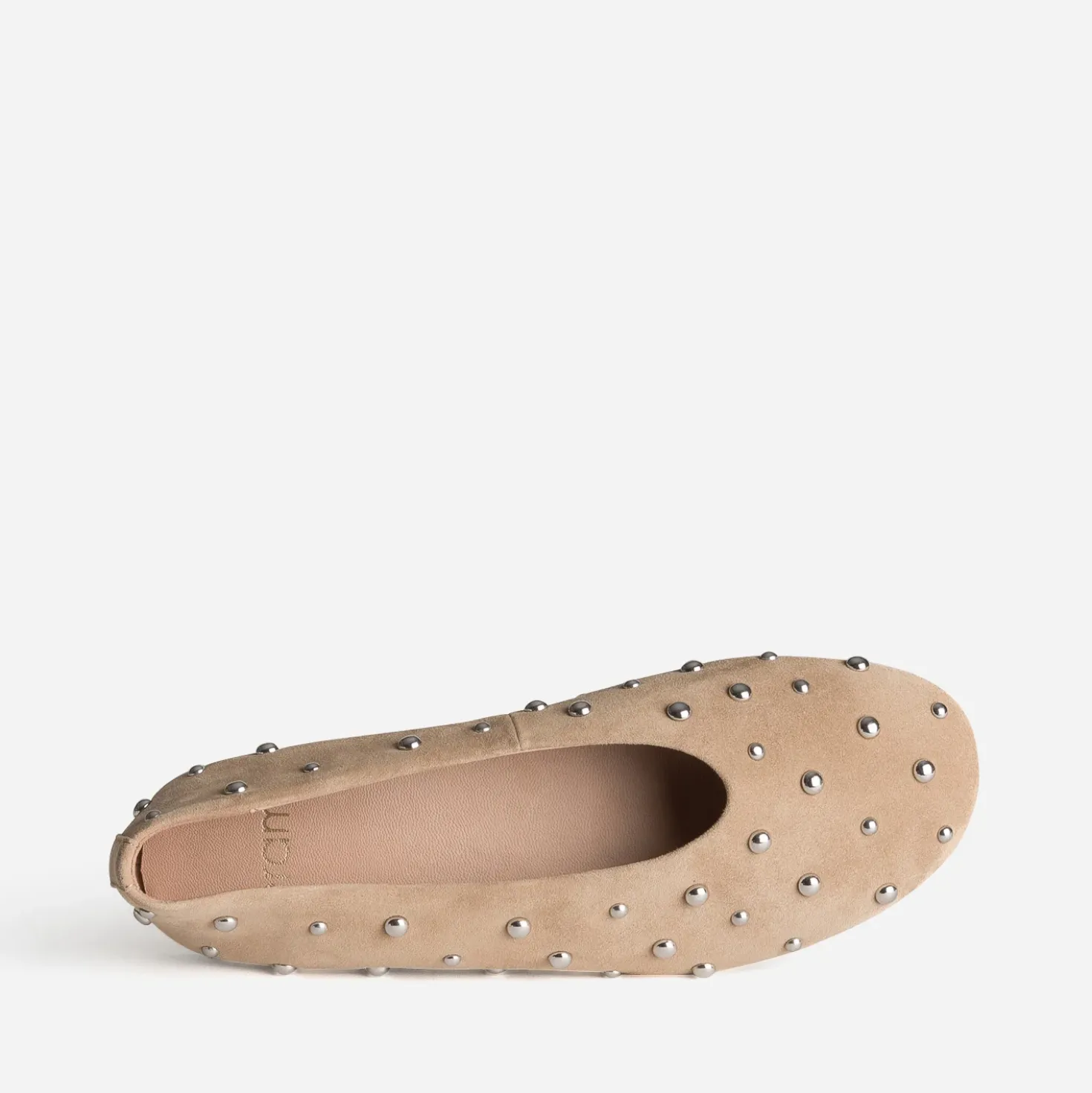 Ballerine beige cuir velours décor clous