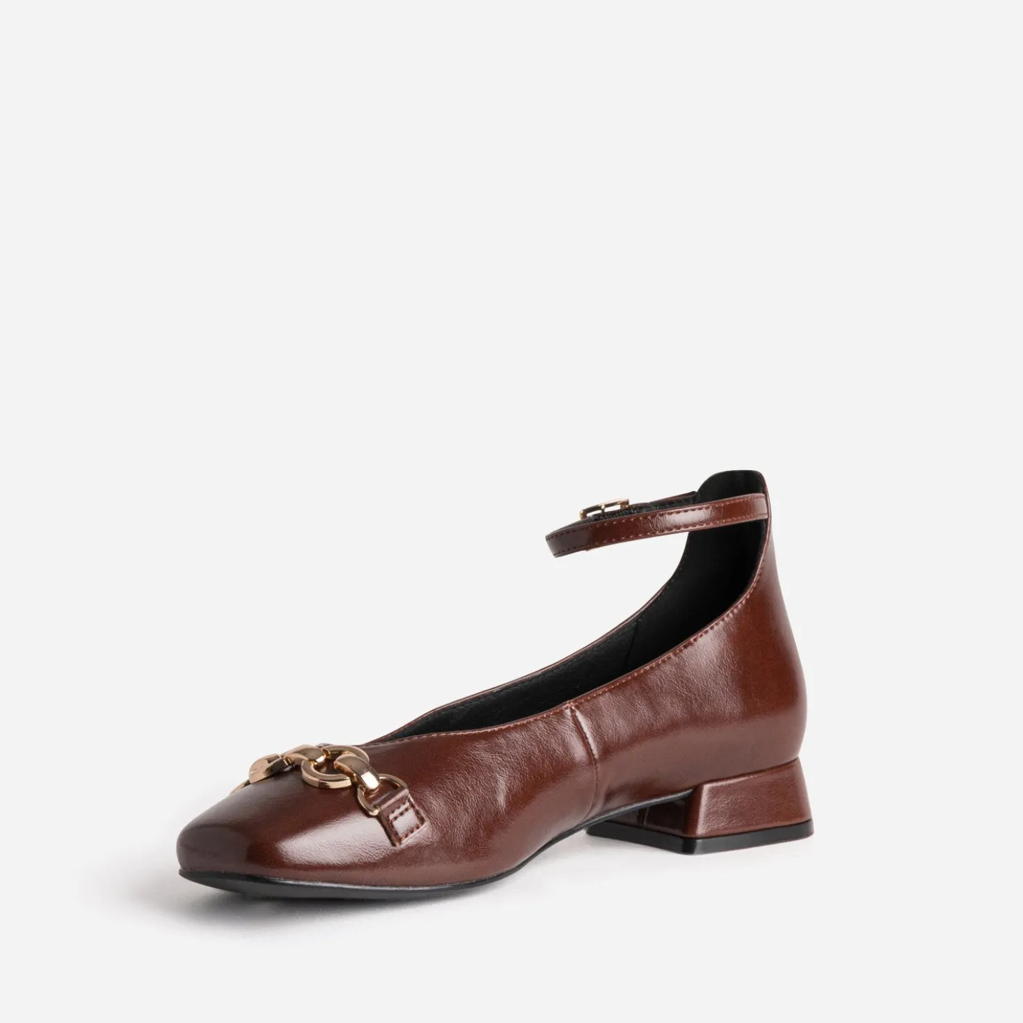 Ballerine marron décor bijou