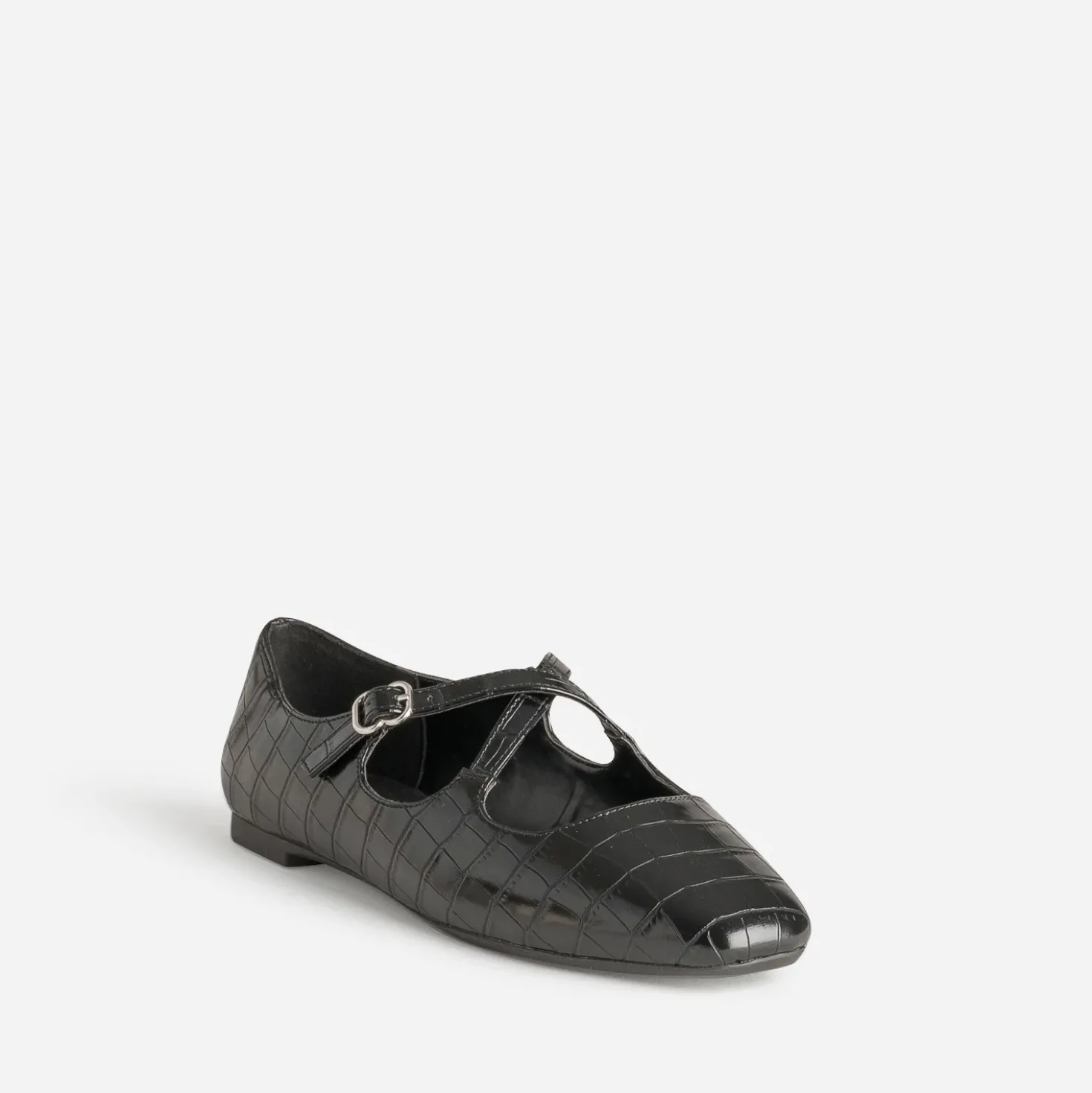 Ballerine noire embossage effet croco