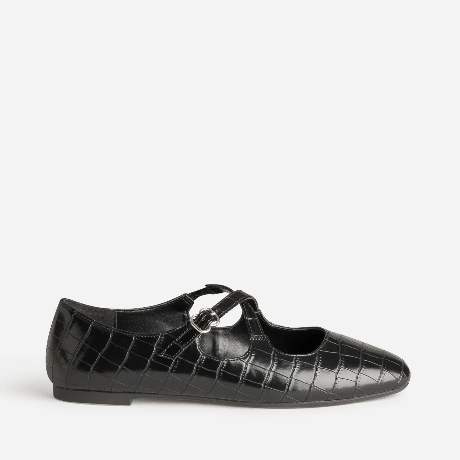 Ballerine noire embossage effet croco