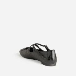 Ballerine noire embossage effet croco