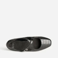 Ballerine noire embossage effet croco
