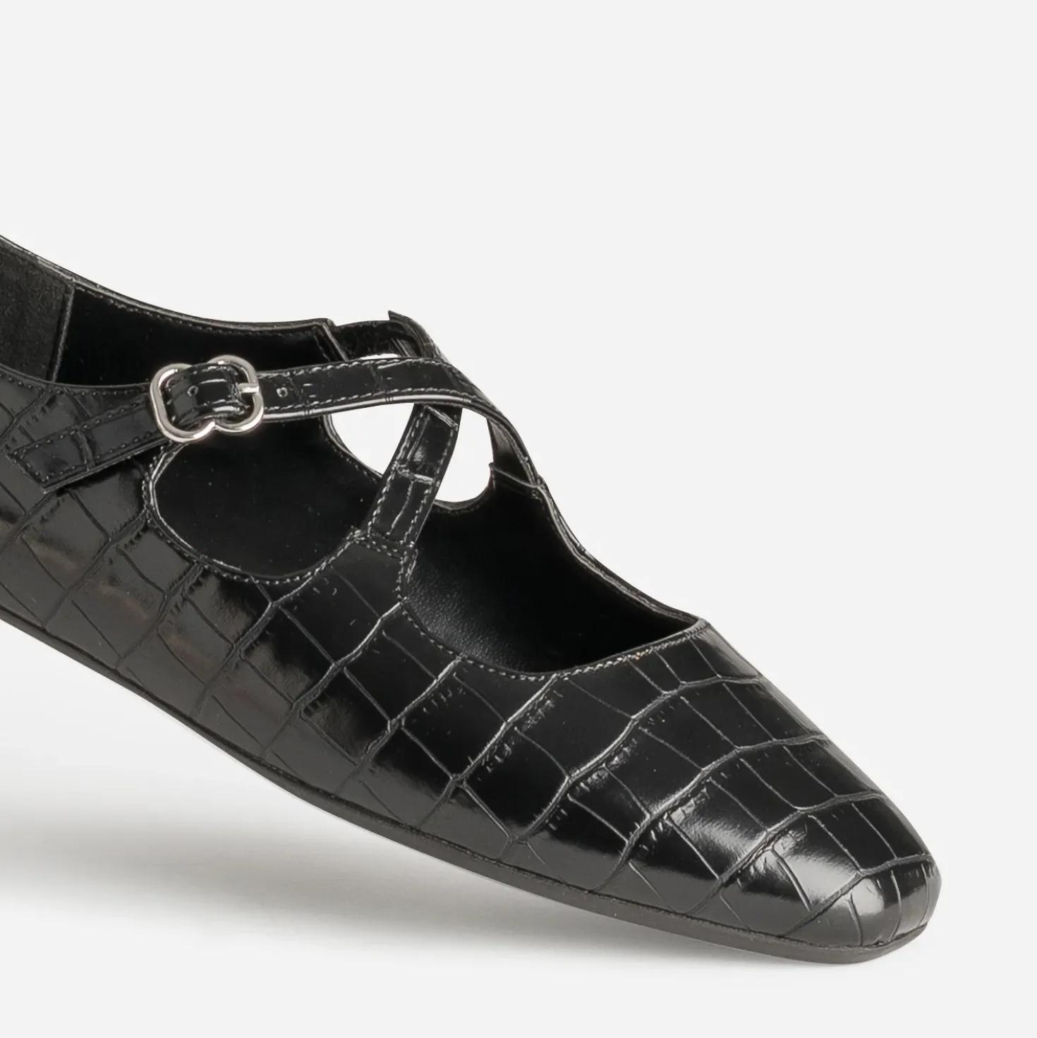 Ballerine noire embossage effet croco