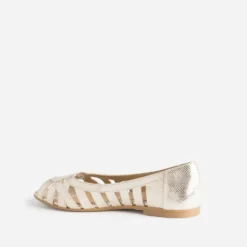 Ballerine open-toe or en cuir effet python