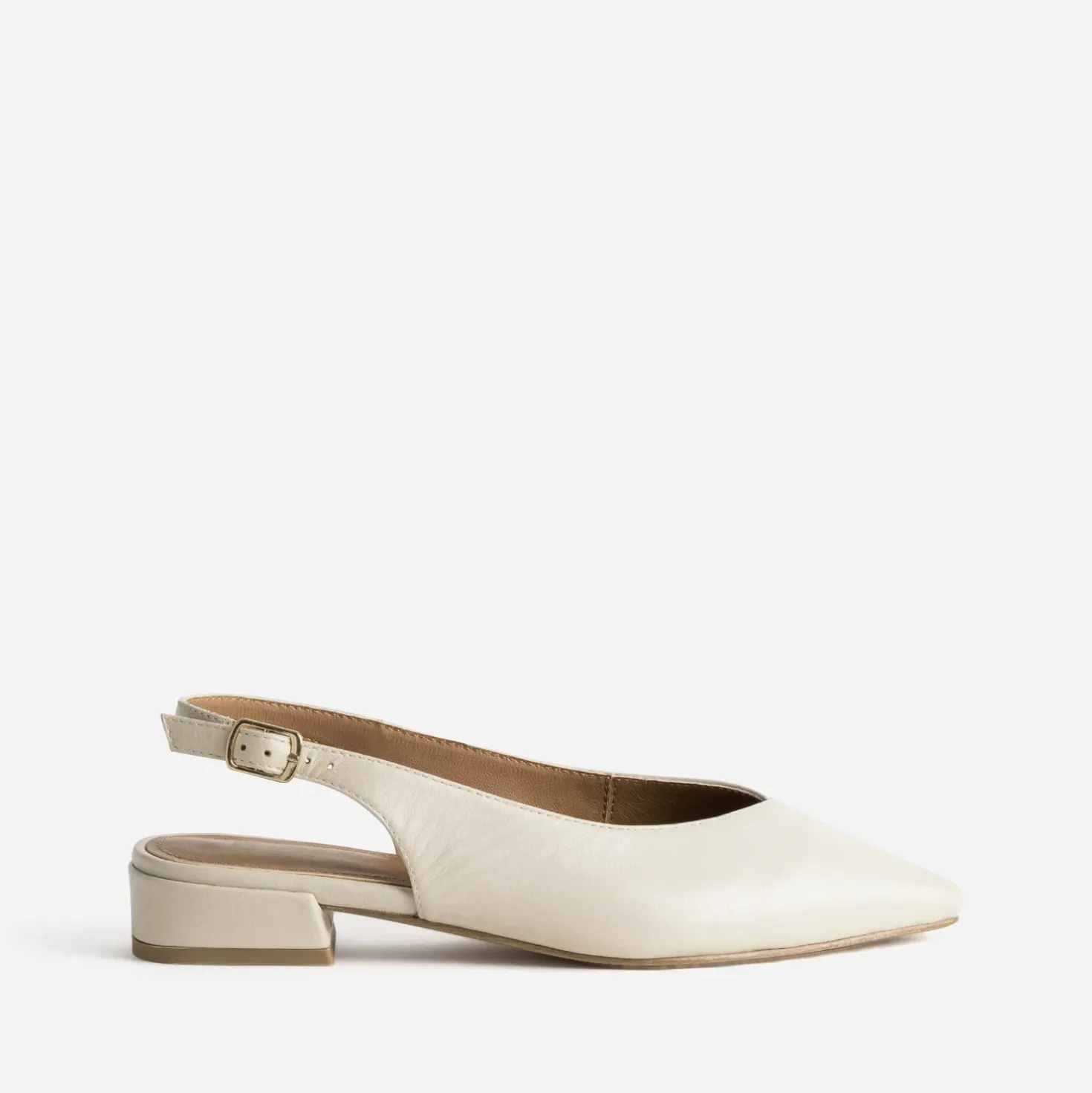 Ballerine slingback beige cuir