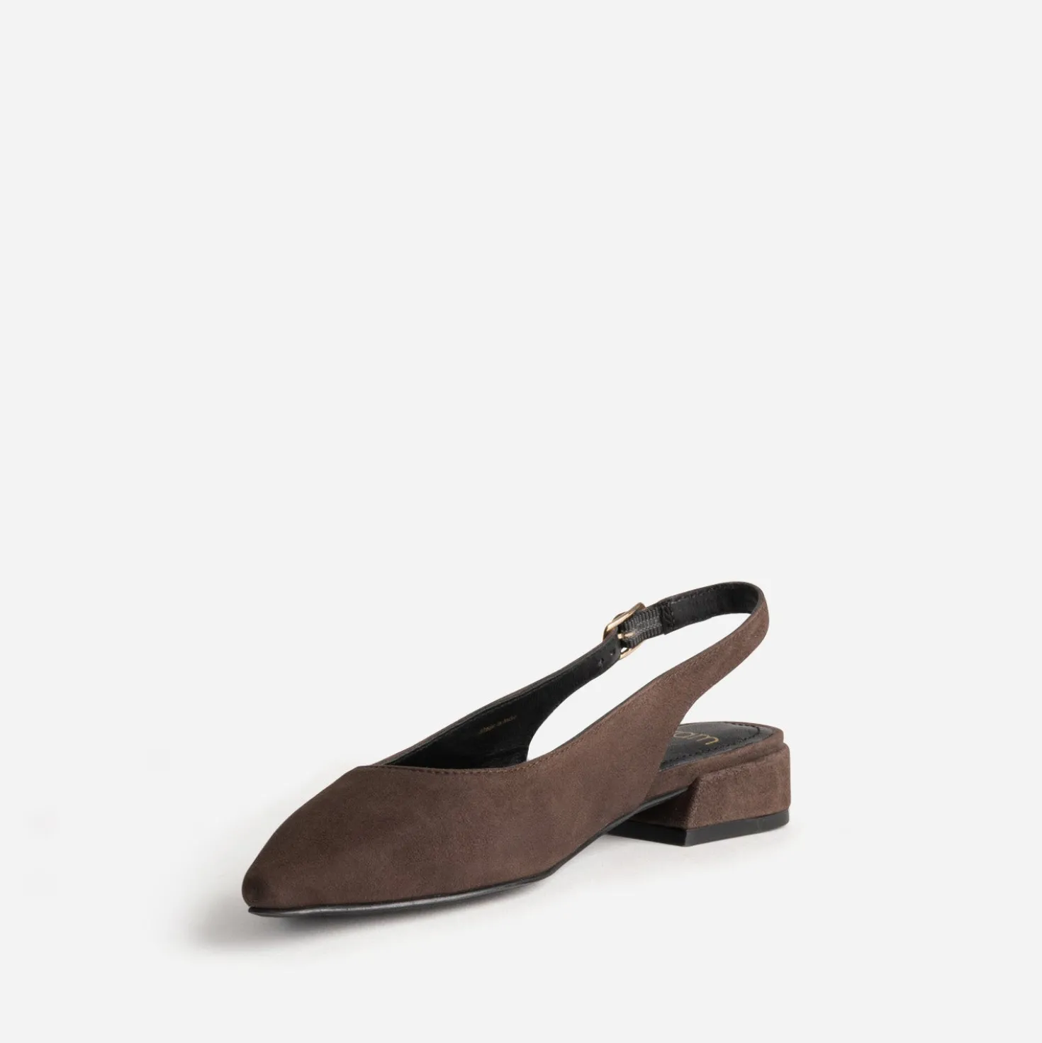 Ballerine slingback marron cuir velours