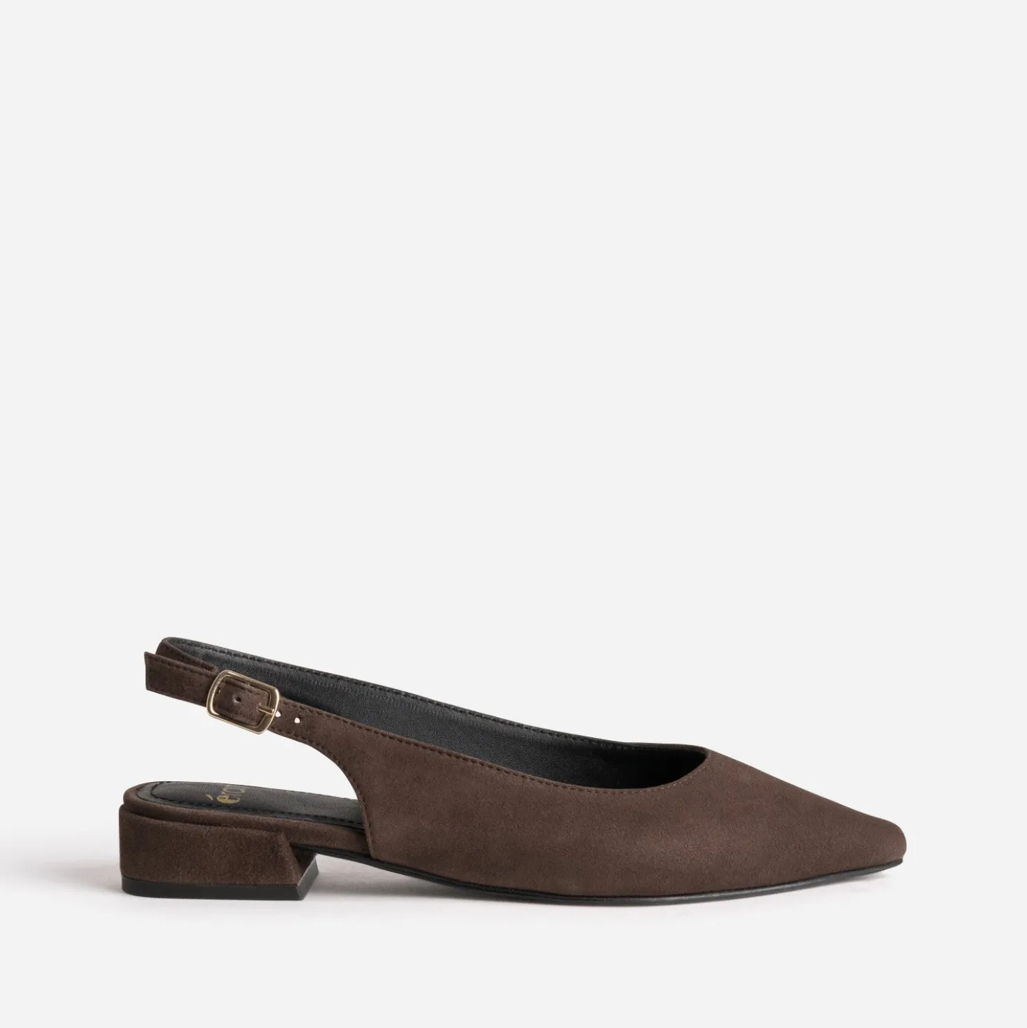 Ballerine slingback marron cuir velours