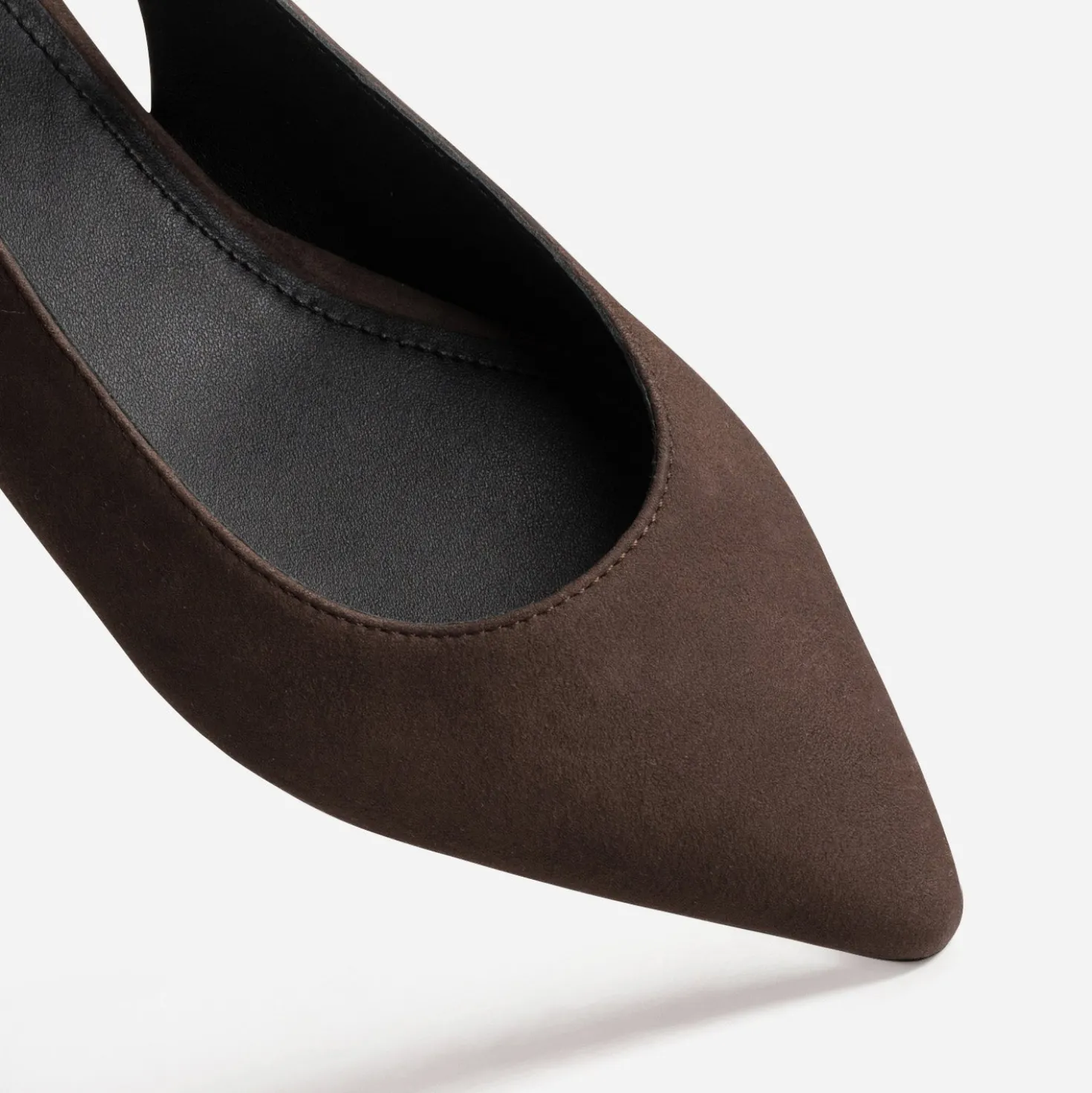 Ballerine slingback marron cuir velours