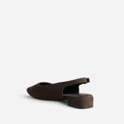 Ballerine slingback marron cuir velours