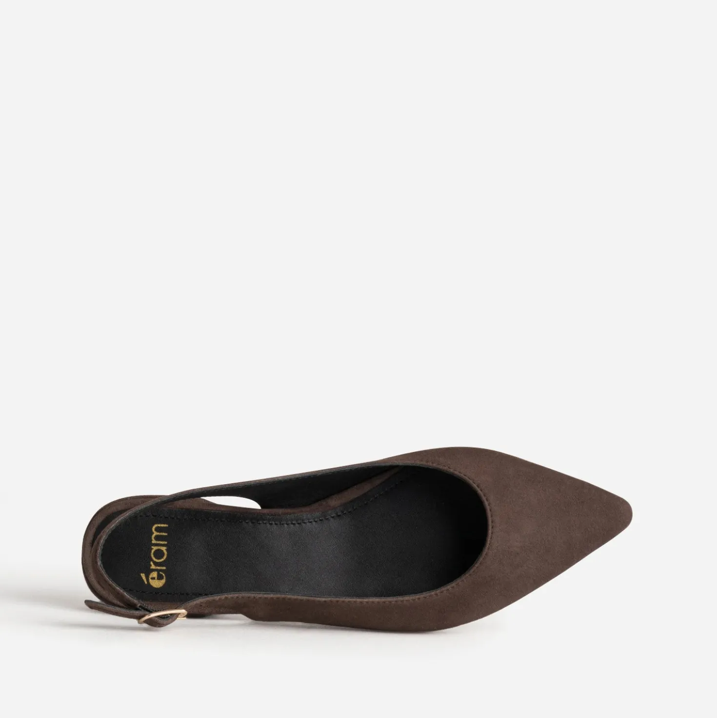 Ballerine slingback marron cuir velours
