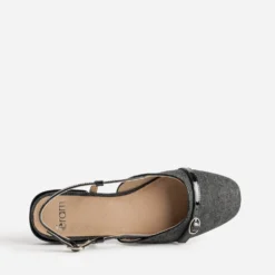 Ballerine slingback noire bi-matière