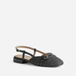 Ballerine slingback noire bi-matière