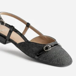 Ballerine slingback noire bi-matière