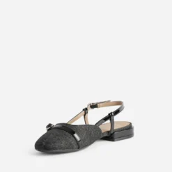 Ballerine slingback noire bi-matière
