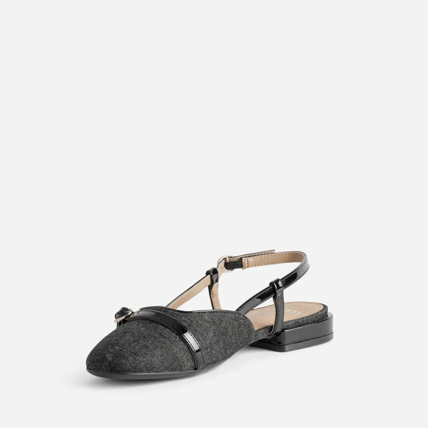 Ballerine slingback noire bi-matière