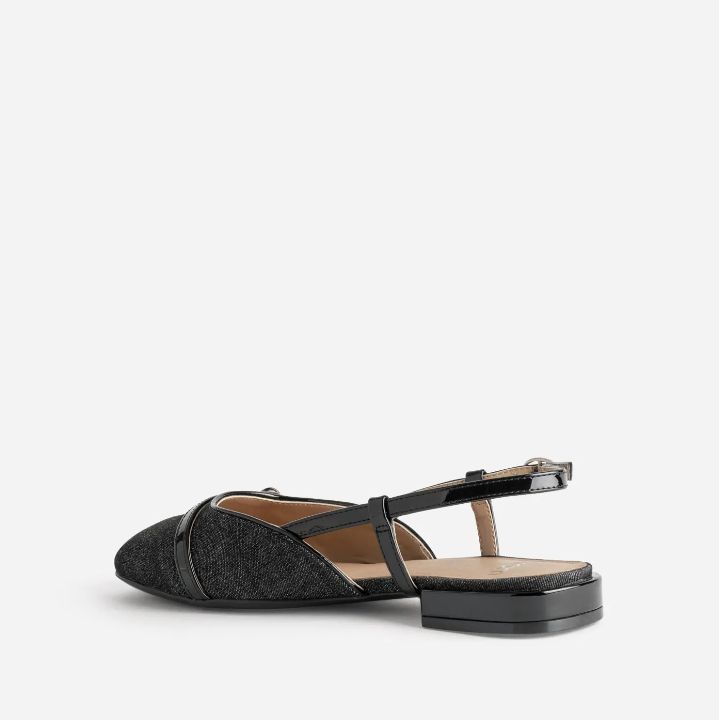 Ballerine slingback noire bi-matière