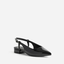 Ballerine slingback noire vernie