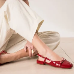 Ballerine slingback rouge vernie