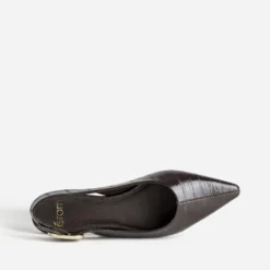 Ballerines slingback marron embossé
