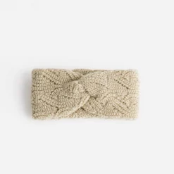 Bandeau beige en maille torsadée lurex