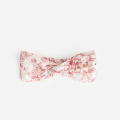 Bandeau écru motif fleurs roses