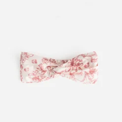 Bandeau écru motif fleurs roses