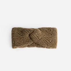 Bandeau marron en maille torsadée lurex