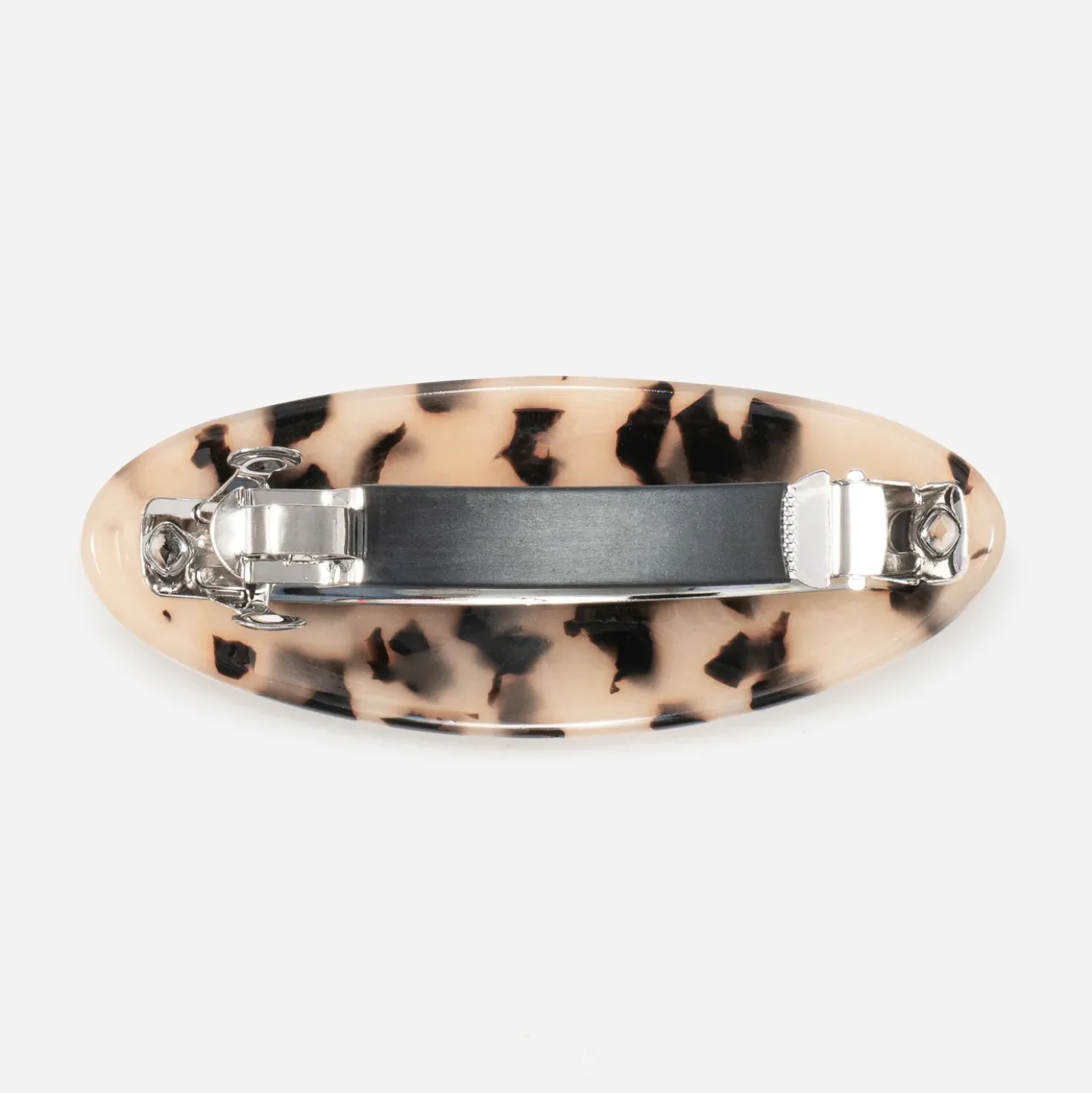 Barrette TEXTO beige résine esprit écaille