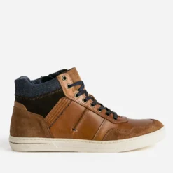 Basket cognac cuir à découpes