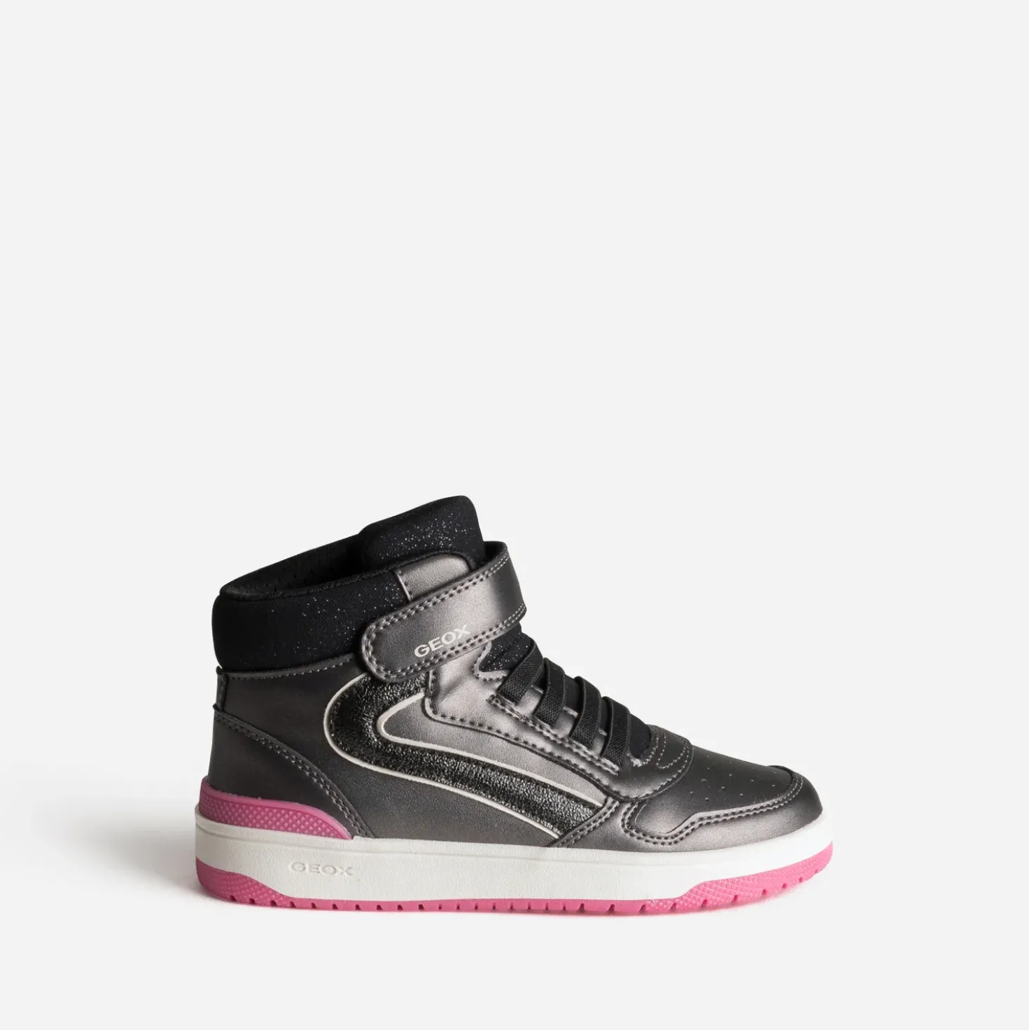 Basket GEOX noire métallisée et rose