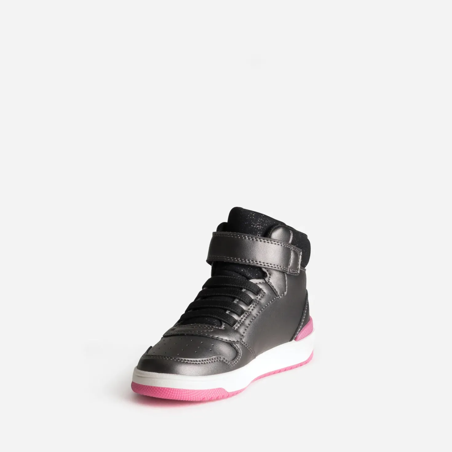 Basket GEOX noire métallisée et rose