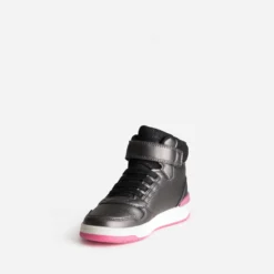 Basket GEOX noire métallisée et rose