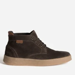 Basket marron cuir velours semelle effet crêpe