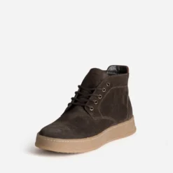 Basket marron cuir velours semelle effet crêpe