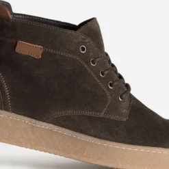 Basket marron cuir velours semelle effet crêpe