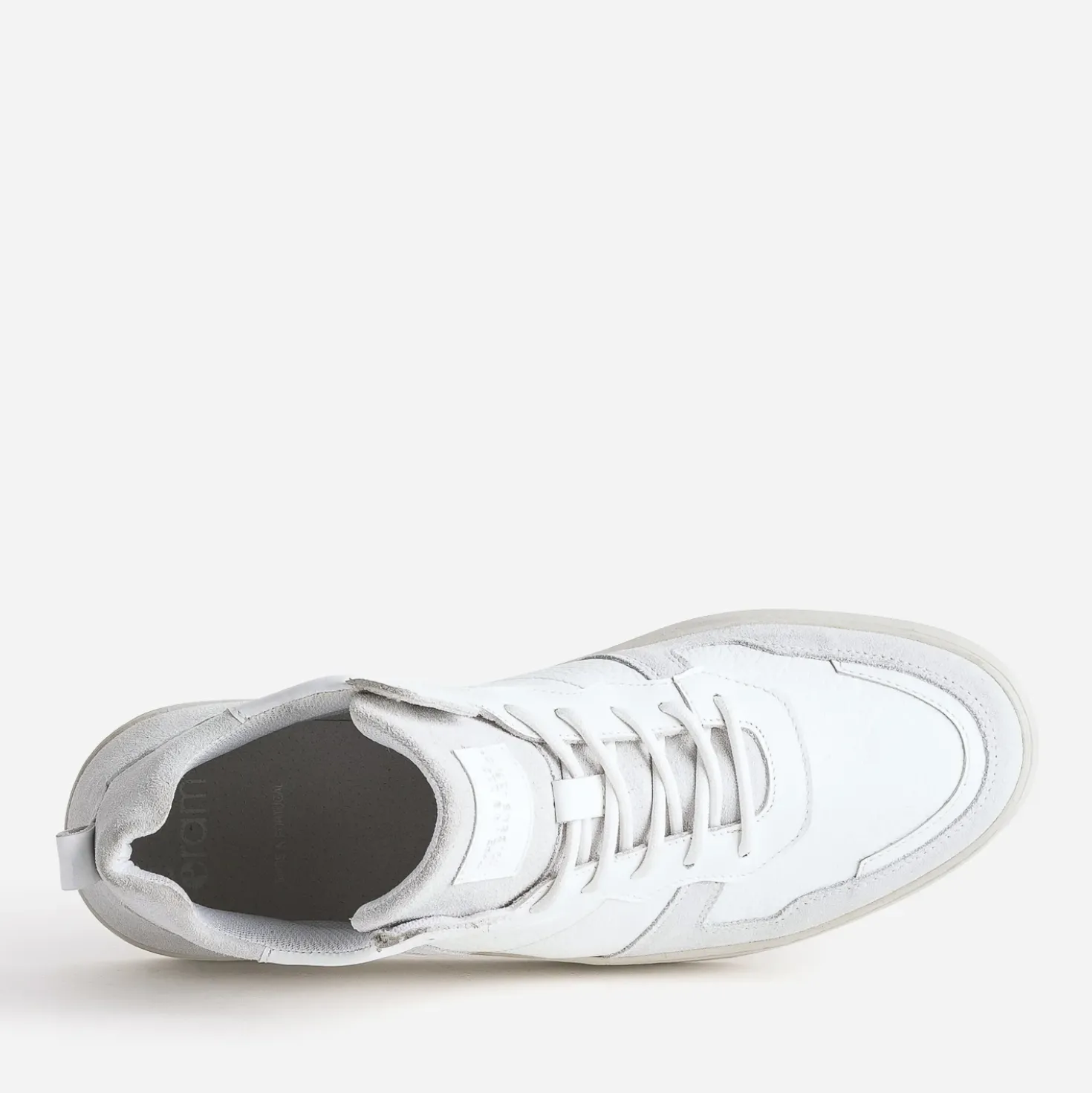 Basket montante blanche et grise en cuir