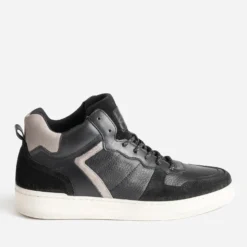 Basket montante noire et grise en cuir