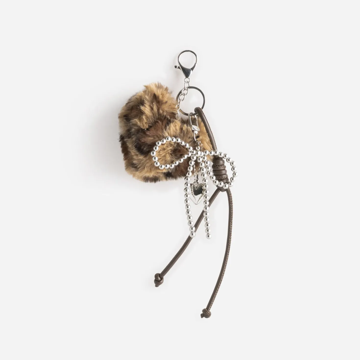 Bijoux de sac avec cœur motif léopard et perles