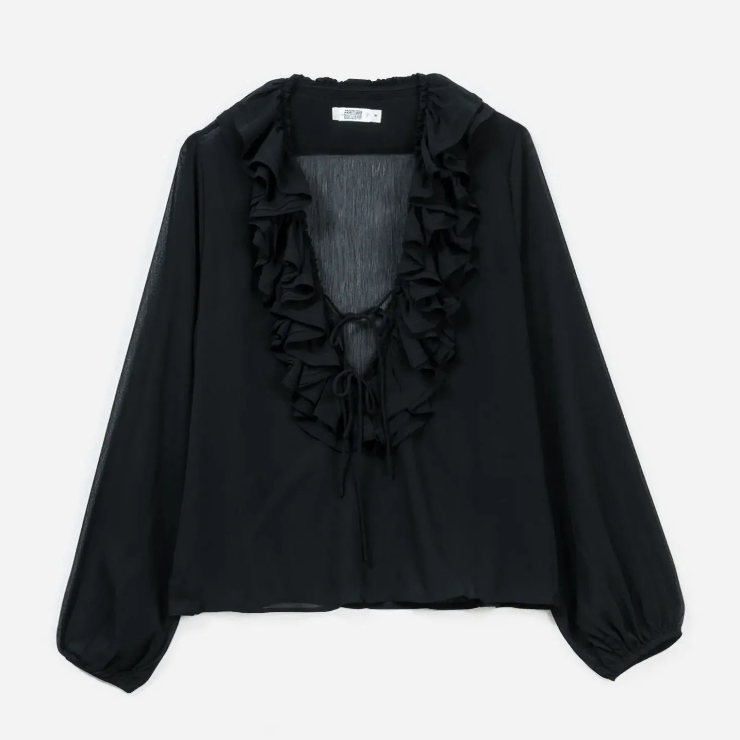 Blouse ERAM WEAR noire voile à volants