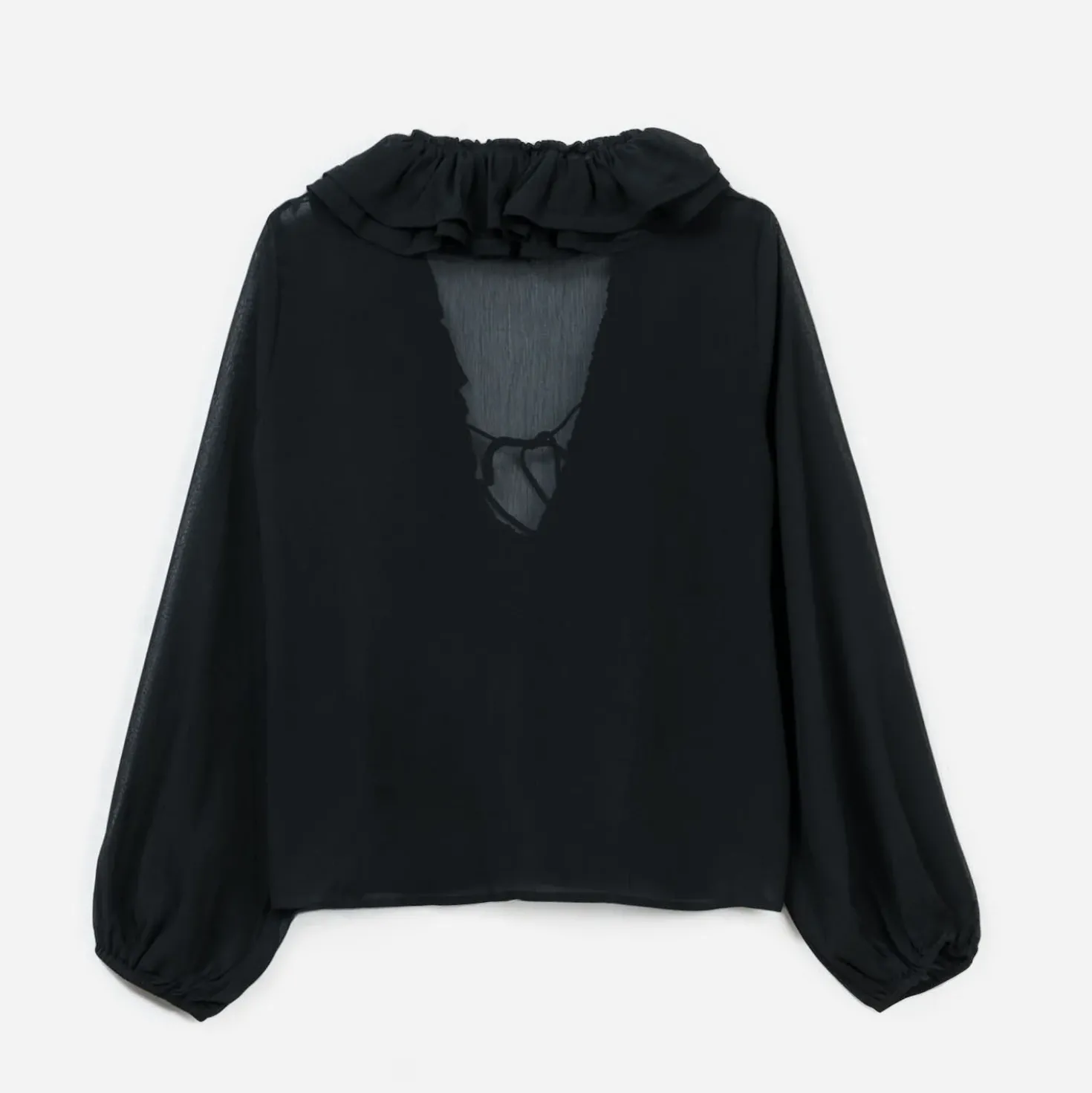 Blouse ERAM WEAR noire voile à volants