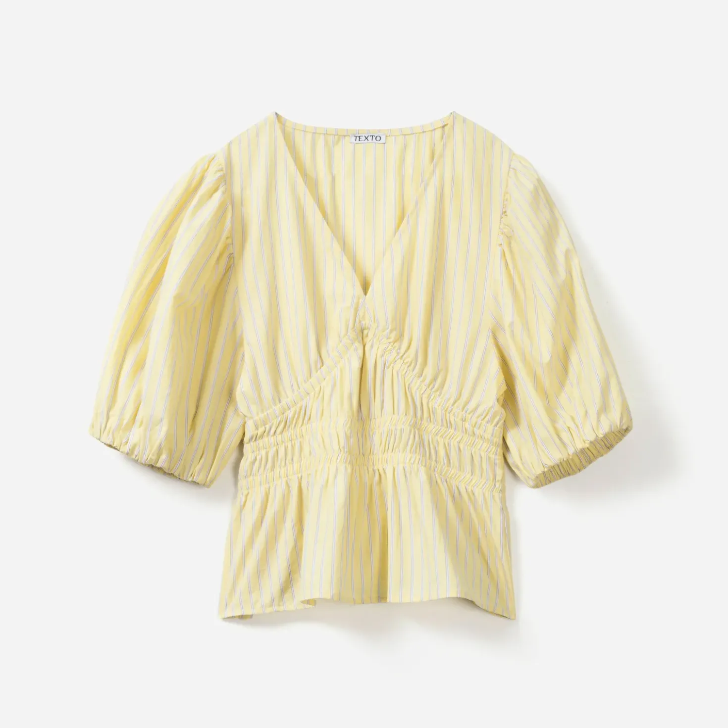 Blouse TEXTO jaune motif rayures taille élastiquée