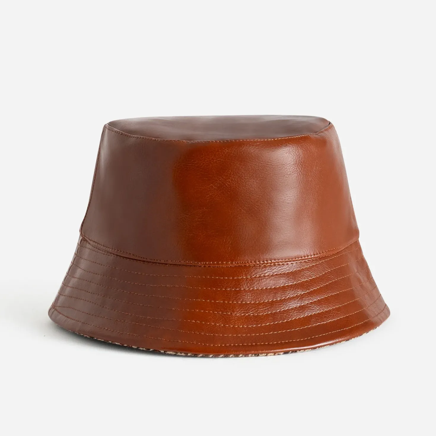 Bob réversible cognac et carreaux